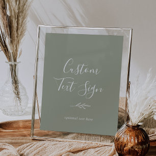 Mindestleaf Sage Green Custom Text Sign Poster