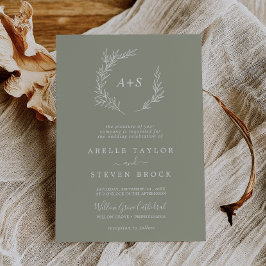Mindestleaf | Sage Green Formal Monogram Wedding Einladung