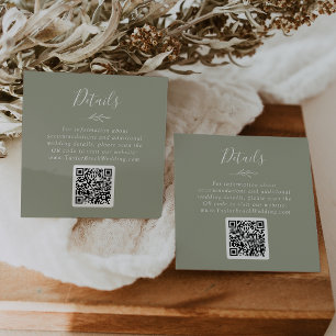 Mindestleaf Sage Green QR Code Wedding Details Begleitkarte