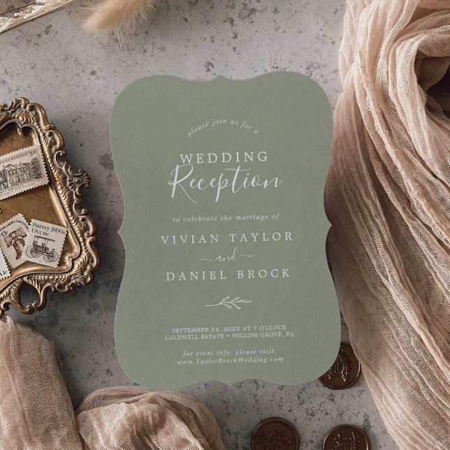Mindestleaf | Sage Green Wedeption Empfang Einladung (Von Creator hochgeladen)