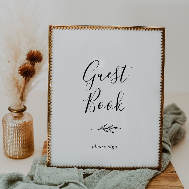 Mindestleaf | Schwarz-Weiß-Gästebuchplakat Poster (Von Creator hochgeladen)