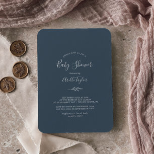 Mindestleaf Slate Blue Baby Shower Einladung