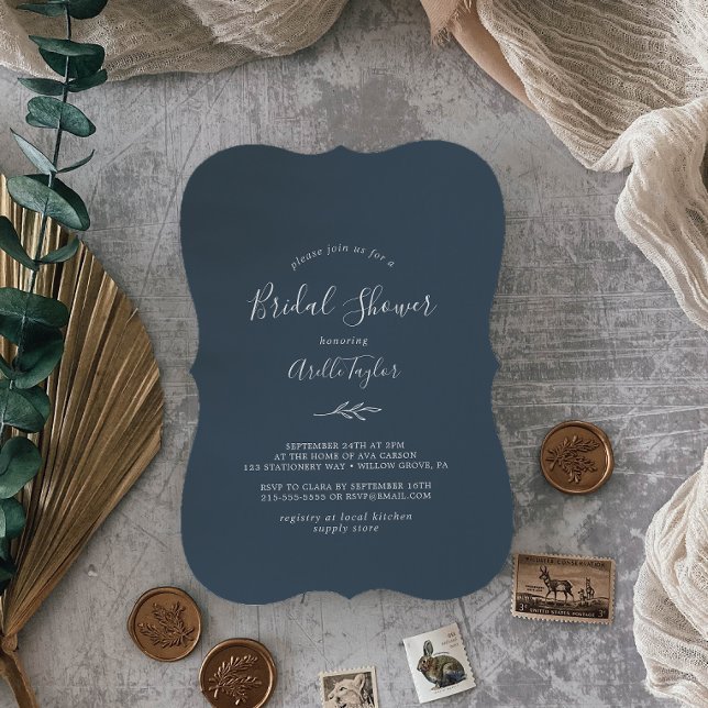 Mindestleaf | Slate Blue Brautparty Einladung (Von Creator hochgeladen)
