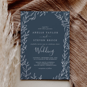 Mindestleaf   Slate Blue Wedding Einladung