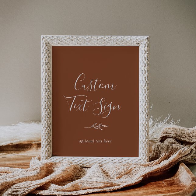 Mindestleaf | Terracotta Custom Text Sign Poster (Von Creator hochgeladen)