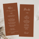 Mindestleaf | Terracotta Dinner and Drinks Menu Menükarte<br><div class="desc">Diese minimale Blatt Terracotta Dinner und Getränke-Karte ist perfekt für eine Hochzeit. Die Silhouette ist schlicht und besteht aus einem grünen Blatt in erdbrauner Orange mit minimalistischem Wüstenböhmischen Stil. Auf der einen Seite bietet dieses Menü das Abendmenü und auf der Rückseite das Getränkemenü. Es kann für Hochzeitsempfang, Probe-Dinner oder jede...</div>