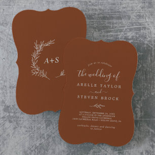 Mindestleaf Terracotta Monogram Back Wedding Einladung