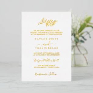 Mindestleaf Traditionelle Hochzeit mit Gold Foil Folieneinladung