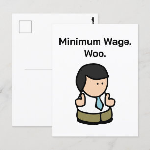 Mindestlohn Woo Funny Office Cartoon Art Postkarte