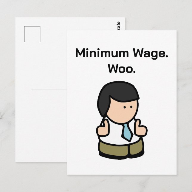 Mindestlohn Woo Funny Office Cartoon Art Postkarte (Vorne/Hinten)