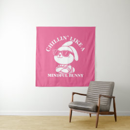 "Mindful Bunny" Ästhetisch Pink Tapestes Wandteppich