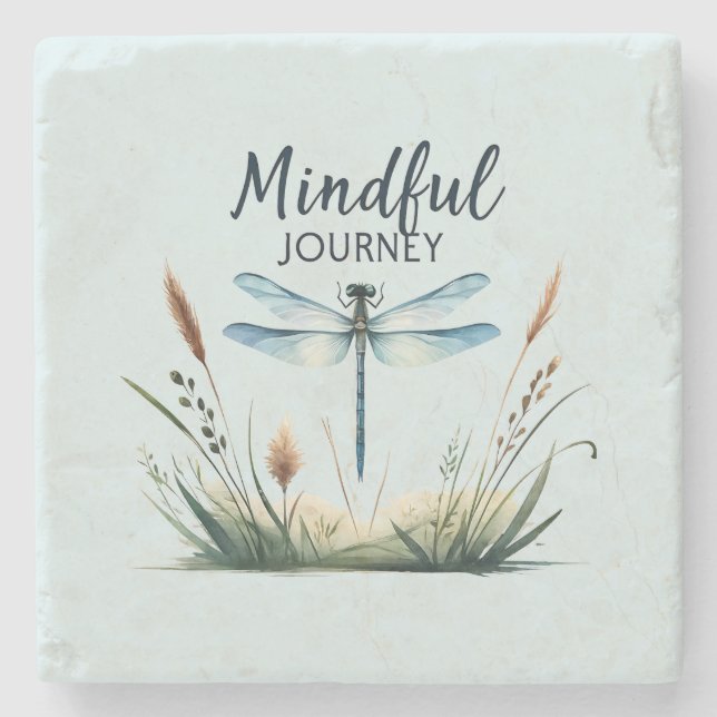 Mindful Journey - Artistic Dragonfly Steinuntersetzer (Vorderseite)