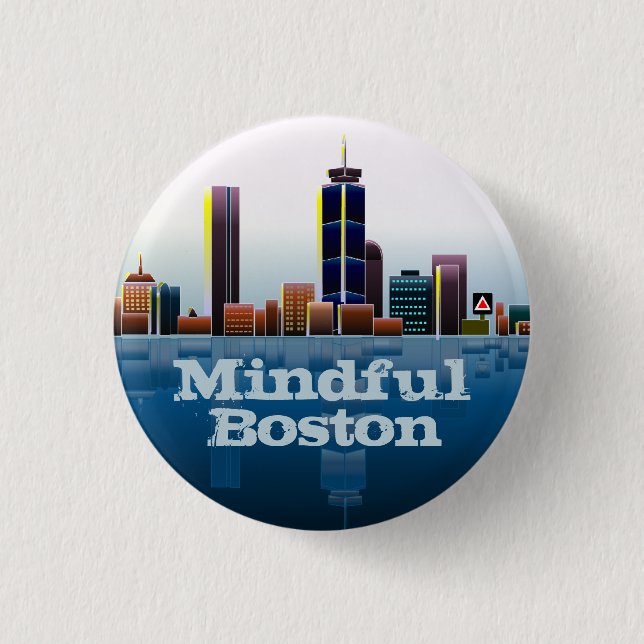 MindfulBoston Classic Skyline Button (Vorderseite)