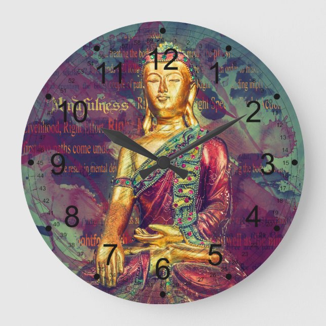 Mindfulness Buddha Große Wanduhr (Vorderseite)