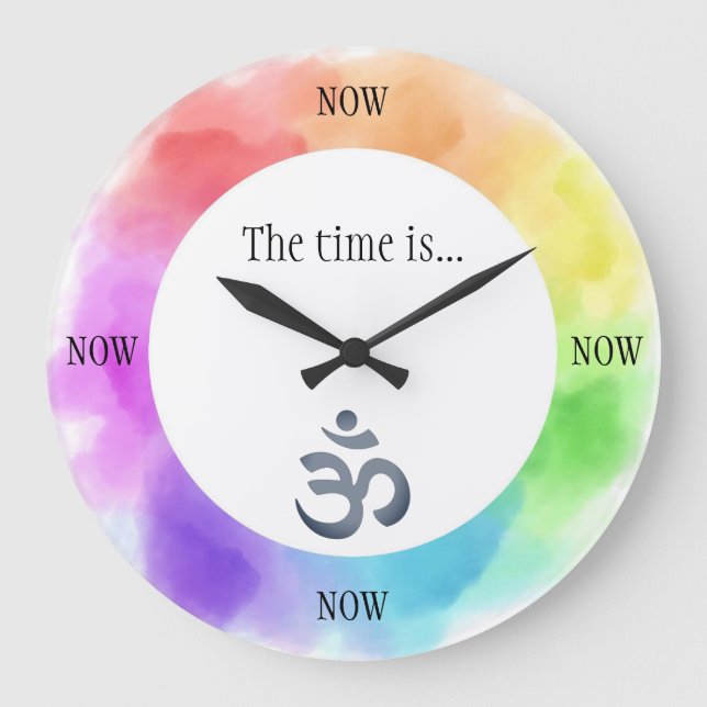 Mindfulness-Uhr mit Chakra u. OM-Hintergrund Große Wanduhr (Vorderseite)