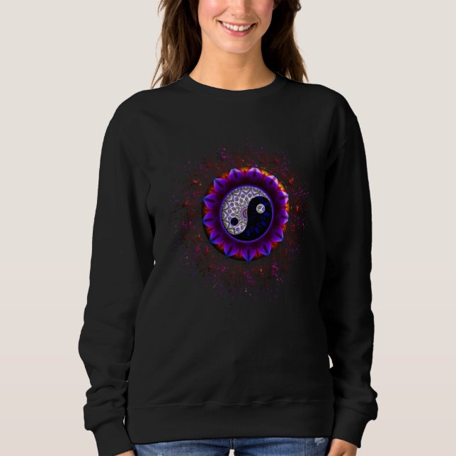 Mindfulness Yin And Yang Cosmic Zen Stylish Yoga W Sweatshirt (Vorderseite)