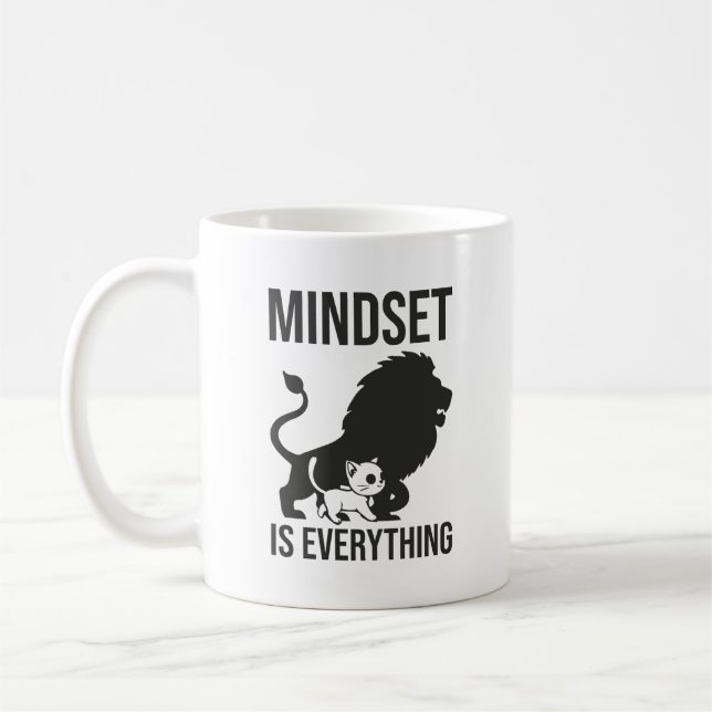 Mindset is Everything - Cat Lion Motivierend Kaffeetasse (Links)