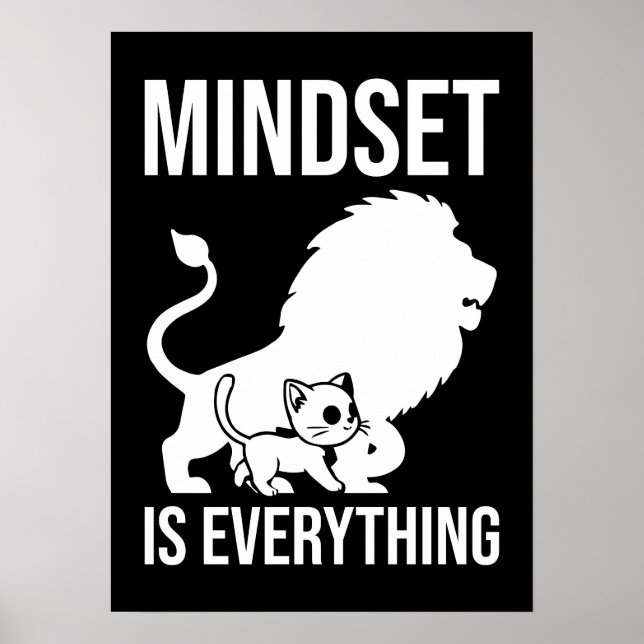 Mindset is Everything - Cat Lion Motivierend Poster (Vorne)