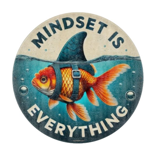 Mindset Is Everything Goldfish Motivational Quote Schneidebrett (Vorderseite)