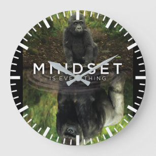 Mindset Is Everything - Gorilla Motivational Große Wanduhr