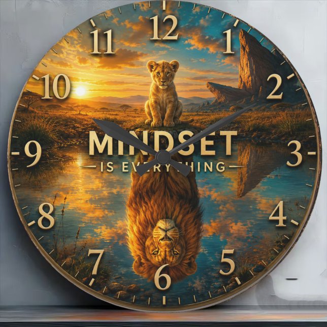 Mindset Is Everything Lion  Große Wanduhr (Von Creator hochgeladen)