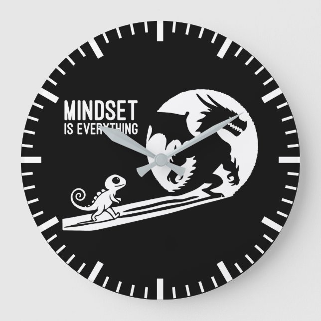 Mindset ist alles, Dragon - Erfolgsmotivation Große Wanduhr (Vorderseite)