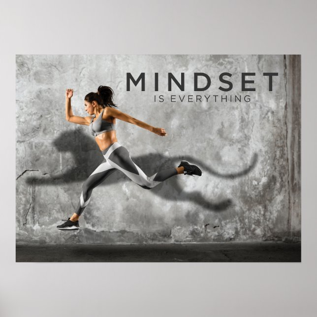 Mindset ist alles - Fitness Girl Running Poster (Vorne)