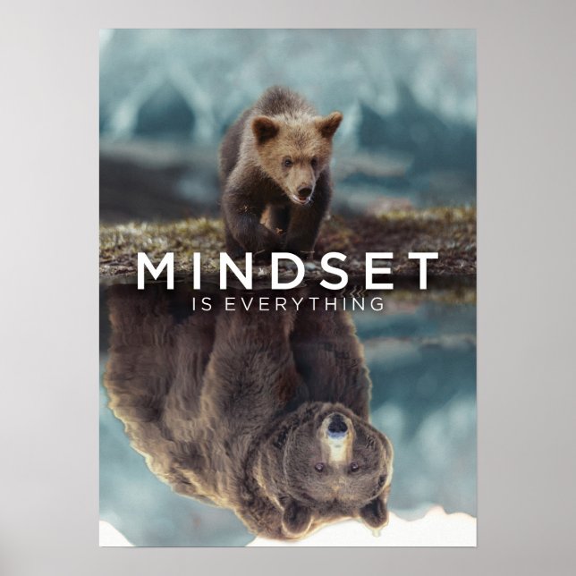 Mindset ist alles - Grizzlybär Motivierend Poster (Vorne)