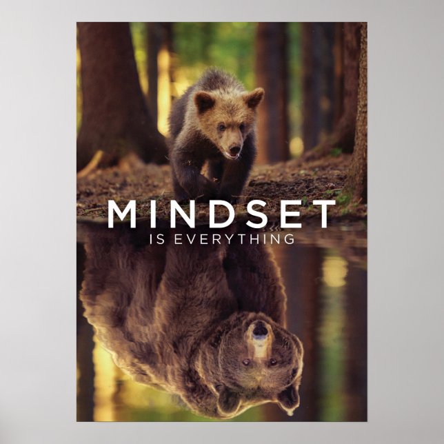 Mindset ist alles - Grizzlybär Motivierend Poster (Vorne)