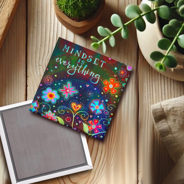 Mindset ist alles inspirierende florale Trendy Magnet (Von Creator hochgeladen)