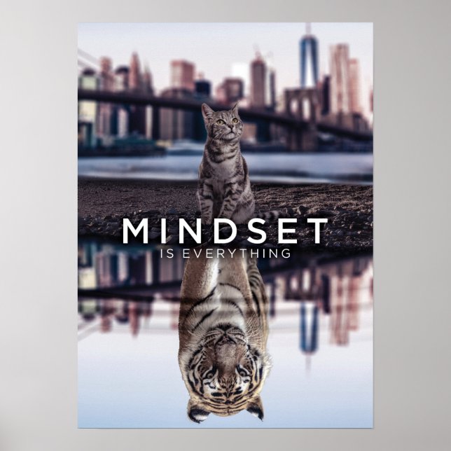 Mindset ist alles - Kat und Tiger Reflektion Poster (Vorne)