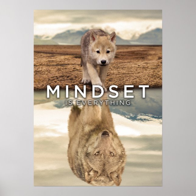 Mindset ist alles - Reflektion über Wüstenwolf Poster (Vorne)