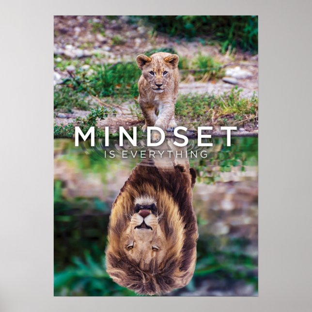 Mindset ist alles, Roaring Lion Cub Reflektion Poster (Vorne)