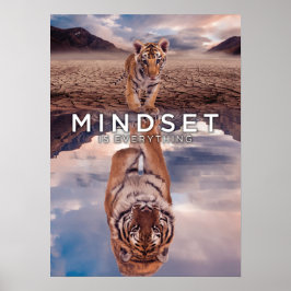 Mindset ist alles - Tiger Wasserreflektion Poster