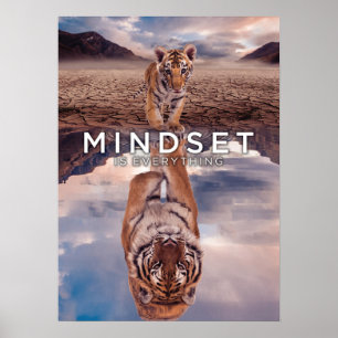 Mindset ist alles - Tiger Wasserreflektion Poster