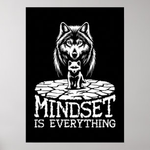 Mindset ist alles, Wolf - Fitness, Hustel, Erfolg Poster