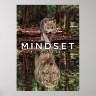 Mindset ist alles, Wolf und Pup Wasser reflektiere Poster