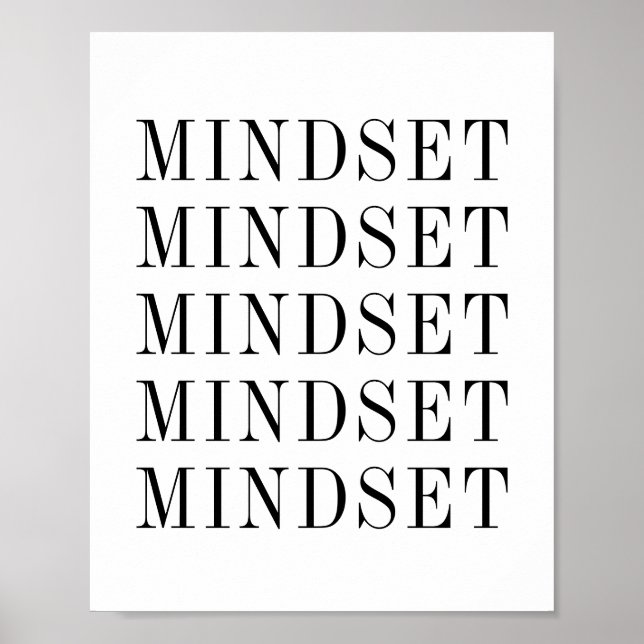 Mindset-Typografie schwarz-weiß Poster (Vorne)