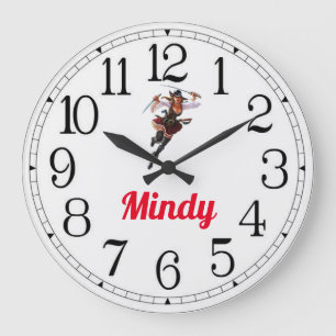 Mindy's Pirate Girl Large Clock Große Wanduhr