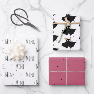 "Mine Mine Mine" Crazy Niedlich Bat Liebe Geschenkpapier Set