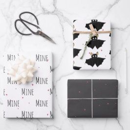 "Mine Mine Mine" Crazy Niedlich Bat Liebe Geschenkpapier Set