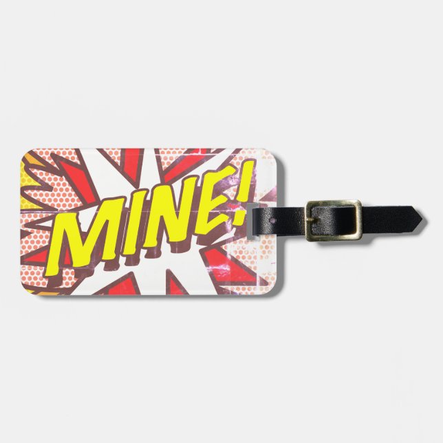 MINE Speech Bubble Fun Retro Comic Book Gepäckanhänger (Vorderseite horizontal)