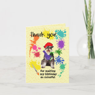 Mineature Schnauzer Dog Fun Art Geburtstagsparty   Dankeskarte