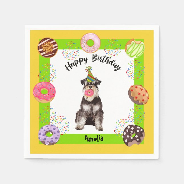 Mineature Schnauzer Donuts Party Birthday Napkins Serviette (Vorderseite)