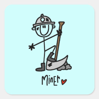 Miner Strichmännchen Quadratischer Aufkleber