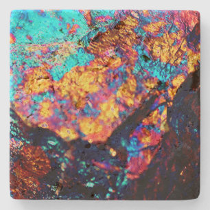 Mineral Chalcopyrit-Kristallstein schwarz blau gol Steinuntersetzer