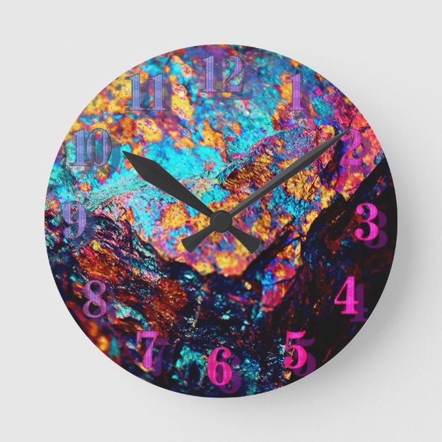 Mineral-Chalcopyritstein Runde Wanduhr (Vorderseite)