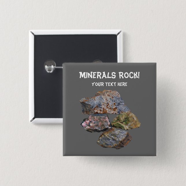 Mineral Rock Collectors Funny Button (Vorne & Hinten)