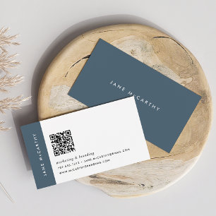 Mineralblau Moderner Minimalistischer QR-Code Visitenkarte