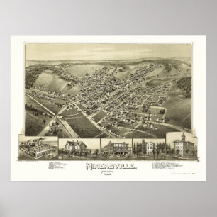 Minersville, PA - Panoramakarte - 1889 Poster